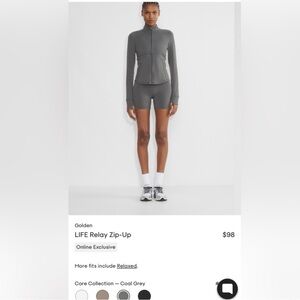 Aritzia Golden Life Relay Zip-Up